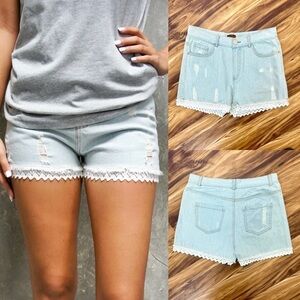 POL Denim and Lace Shorts
